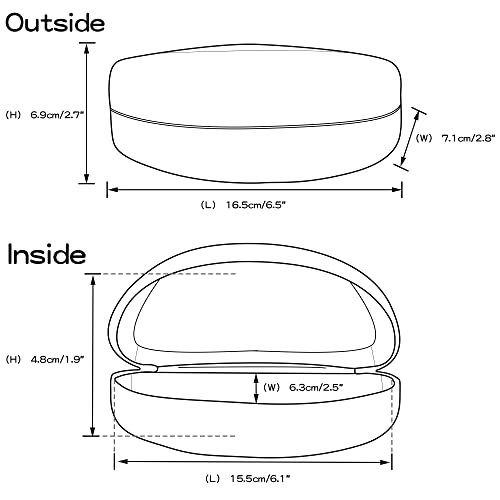 Molshine Funda rígida para gafas, funda clásica extra grande para gafas de sol y gafas, Negro, L