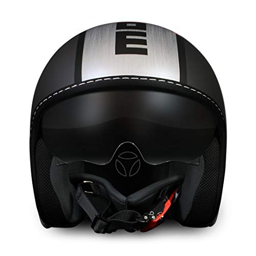 Momo Design Blade - Casco Jet Negro Mate y Satinado Talla L