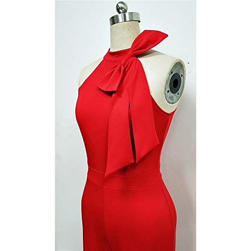 Mono de Mujer Señoras de las mujeres del Bowknot del cuello del halter sin mangas ajustado de Mono mameluco Casual trabajo del club del partido de cintura alta pierna ancha pantalones Palazzo largo In