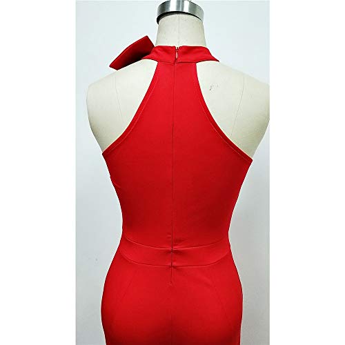 Mono de Mujer Señoras de las mujeres del Bowknot del cuello del halter sin mangas ajustado de Mono mameluco Casual trabajo del club del partido de cintura alta pierna ancha pantalones Palazzo largo In