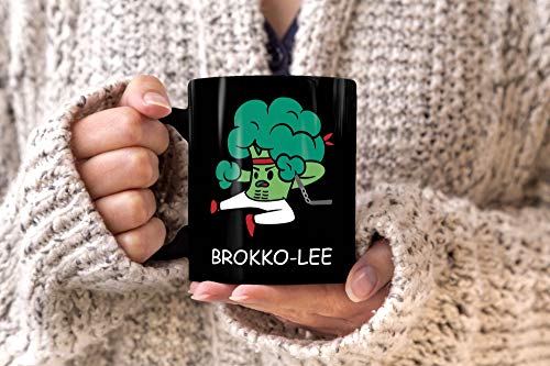 MoonWorks® Taza de café Brokko-lee Karate brócoli, verduras, color negro