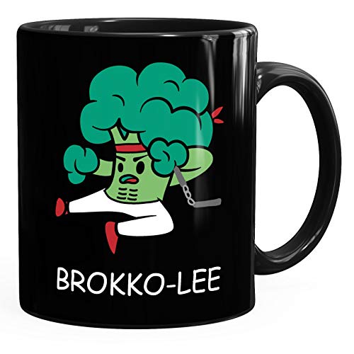 MoonWorks® Taza de café Brokko-lee Karate brócoli, verduras, color negro