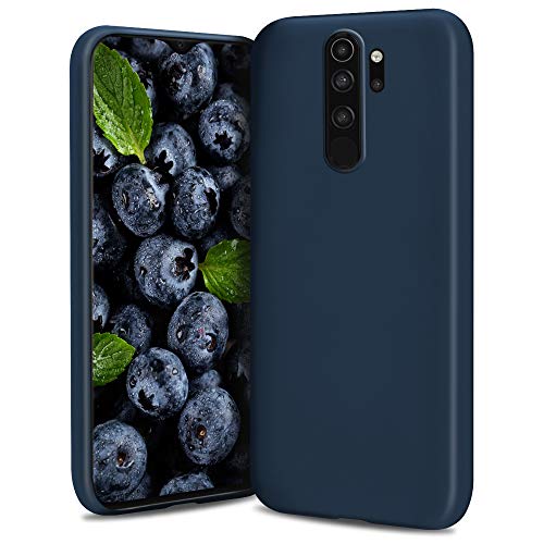 Moozy Lifestyle. Funda para Xiaomi Redmi Note 8 Pro, Azul Marino - Cover Carcasa de Silicona Líquida con Acabado Mate y Forro de Microfibra Suave