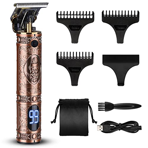 MOULEI Máquina de Cortar Pelo Profesional,Cortapelos inalámbrico Hombre Cortador de Pelo Recargable con Hoja T,Recortadora de Barba de Espacio Cero con 3 Peines-guía para Uso de Hogar y Peluquería