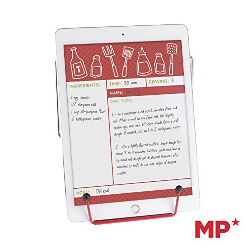 MP - Atril Estudio PREMIUM (Modelo 2021 Nuevo) Solo 170g, Atril para Libros Muy Ligero y Compacto. Muy Apto para llevar donde quieras. 3 Ángulos que se Amoldan para Libros, Agenda,Cocinas,Color Rojo