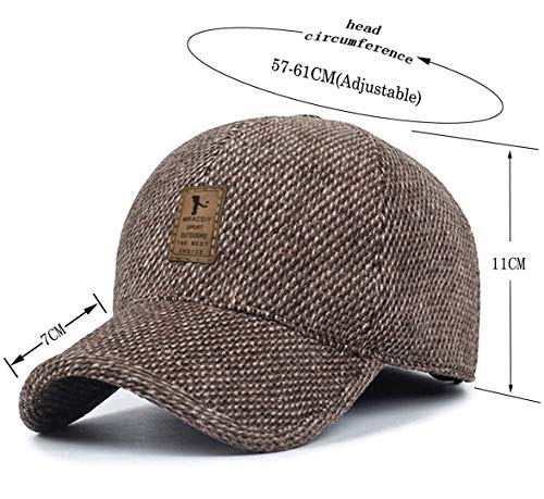 MRACSIY Gorra de béisbol para Hombre Gorras de Invierno 57-61cm (Marrón)