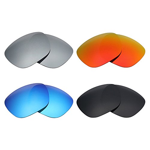 MRY 4 Paires polarisées Lentilles de Remplacement pour Fire Drill An4143 Sunglasses-Stealth Noir/Rouge Feu/Ice Bleu/Argent Titane