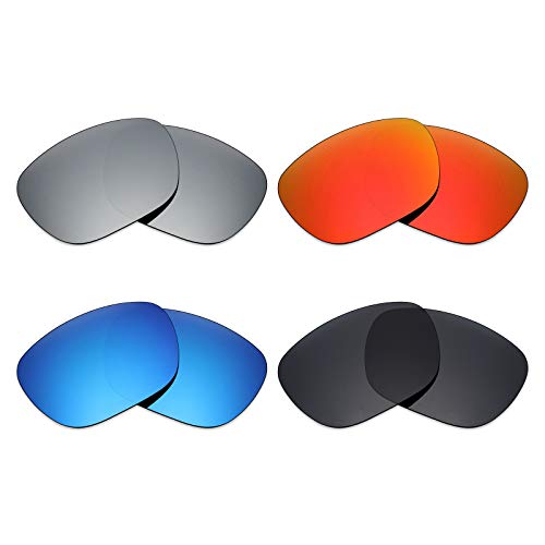 Mryok 4 pares de lentes polarizadas de repuesto para gafas de sol Arnette Fire Drill AN4143 – Stealth Black/Fire Red/Ice Blue/Silver Titanium