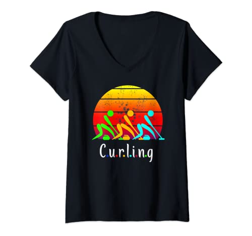 Mujer Curling Ropa de Deportes de Invierno Camiseta Cuello V