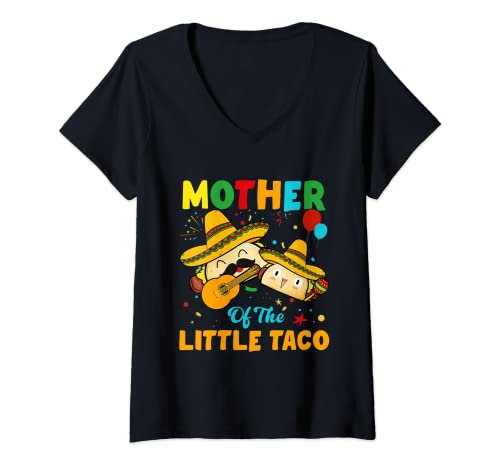 Mujer Madre De Pequeño Taco Cumpleaños Divertido Taco De Mayo Amante Camiseta Cuello V