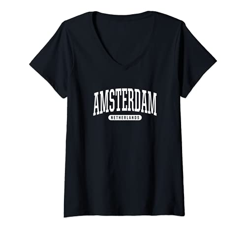 Mujer Regalo de recuerdo de Amsterdam Países Bajos Camiseta Cuello V