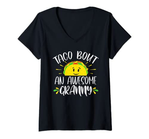 Mujer Taco Bout Un Impresionante Abuela Día de la Madre Divertido Taco Camiseta Cuello V