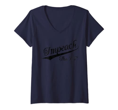 Mujer Vintage Impeach The MF Retro Style Gráfico desgastado Camiseta Cuello V