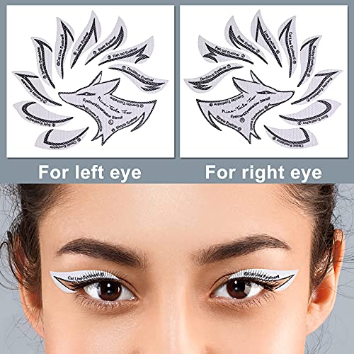 MWOOT 20 Piezas Plantilla Delineador de Ojos, Reutilizable Plantilla Eyeliner Sombra para Delinear Ojos, 12 Estilo Eyeliner Eyeshadow Stencils Template, Quick Herramienta Maquillaje para Principiantes