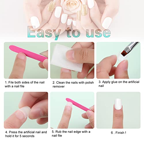 MWOOT 500 Piezas Tips Uñas Postizas Nail Art Tip, Francesa Acrílico Puntas Uñas Falsas, Media Tapa Tips Uñas Acrilicas Extensión Pegatina para DIY Niñas Manicura Inicio Decoración, 10 Tamaños(Natural)