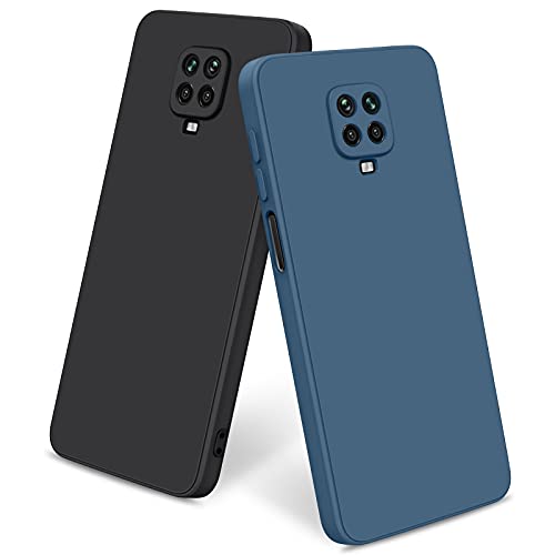 NAGAO 2Pack Fundas para Xiaomi Redmi Note 9S / 9Pro / 9Pro MAX,Funda de Liquida Silicona con Forro de Microfibra Suave Protección Completa para Redmi Note 9Pro/9S/9Pro MAX 6.67"(Negro/Azul Marino)