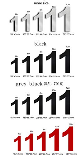Nanly Número de casa moderna-15.3 Centímetros NEGRO/6 pulgadas-Acero inoxidable, Apariencia flotante, Fácil de instalar y hecho de acero inoxidable sólido (Número 1)