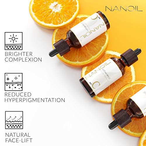 Nanoil Vitamin C Face Serum - Sérum facial aclarador, iluminador y antienvejecimiento con vitamina C