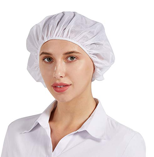 Nanxson 3Pcs Sombrero de chef Sombrero de malla Sombrero de pelo redes para el cabello para servicio de alimentos fábrica cocina trabajador de almacén de fábrica CF9047 (BLANCO, Talla única)