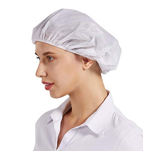 Nanxson 3Pcs Sombrero de chef Sombrero de malla Sombrero de pelo redes para el cabello para servicio de alimentos fábrica cocina trabajador de almacén de fábrica CF9047 (BLANCO, Talla única)