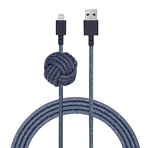 Native Union Night Cable USB-A a Lightning - Resistente Cable de Carga Lightning a USB de 3 m con Nudo Lastrado [con Certificado MFi] Compatible con iPhone/iPad (Indigo)