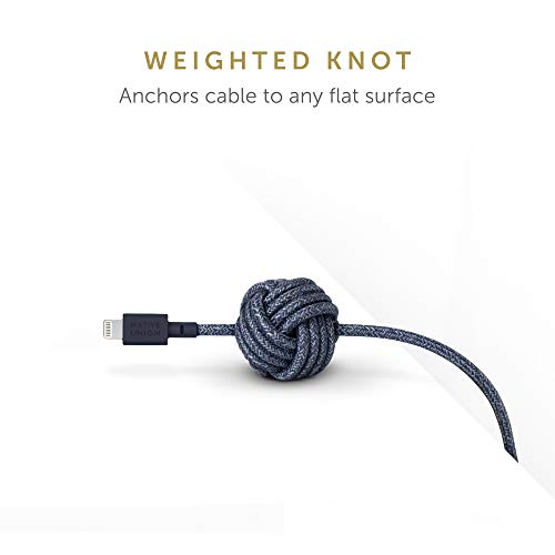 Native Union Night Cable USB-A a Lightning - Resistente Cable de Carga Lightning a USB de 3 m con Nudo Lastrado [con Certificado MFi] Compatible con iPhone/iPad (Indigo)