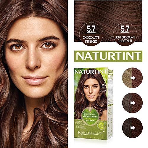 Naturtint Coloración. Tinte sin Amoniaco.100% Cobertura de Canas. Ingredientes Vegetales. Color Natural. 5.7 Castaño Claro. Pack de 3