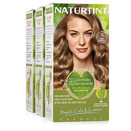 Naturtint Coloración7G Rubio Dorado. Tinte sin Amoniaco. 100% Cobertura de canas e Hidratación. Ingredientes y Aceites Vegetales. Color Natural y Duradero. Pack de 3