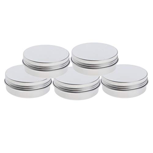 N\C 5X Latas de Aluminio Vacías con Tapas Contenedor de Bálsamos Labial Envase de Cosméticos - 60g, 7 x 2.8cm