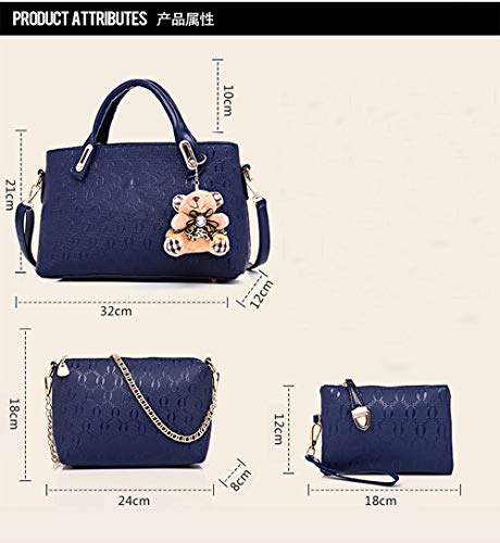 N/D FGXY 4 Bolsos De Piel Para Mujer Bandolera, Bolso De Cuero De La PU De La Manera, Bolso De Las señoras De La Moda, Señoras Personalidad Bolsa De Cosméticos 4 Unidades Set (Azul)