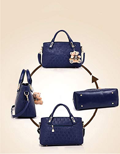 N/D FGXY 4 Bolsos De Piel Para Mujer Bandolera, Bolso De Cuero De La PU De La Manera, Bolso De Las señoras De La Moda, Señoras Personalidad Bolsa De Cosméticos 4 Unidades Set (Azul)