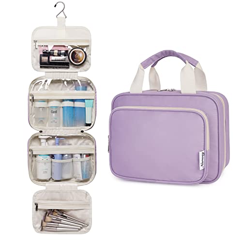 Neceser colgante grande bolsa de maquillaje de viaje organizador cosmético para mujeres y niñas, Morado (Actualización), free