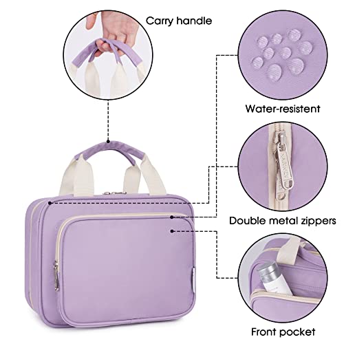 Neceser colgante grande bolsa de maquillaje de viaje organizador cosmético para mujeres y niñas, Morado (Actualización), free