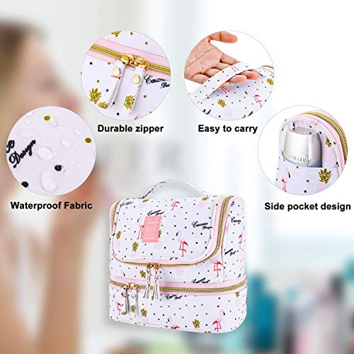 Neceser de Viaje con Gancho Colgante para Hombres y Mujeres Organizador de Bolso cosmético con manija Bolsa de Maquillaje Bolsa de diseño Lindo para Accesorios de Viaje (Flamingo-PB)