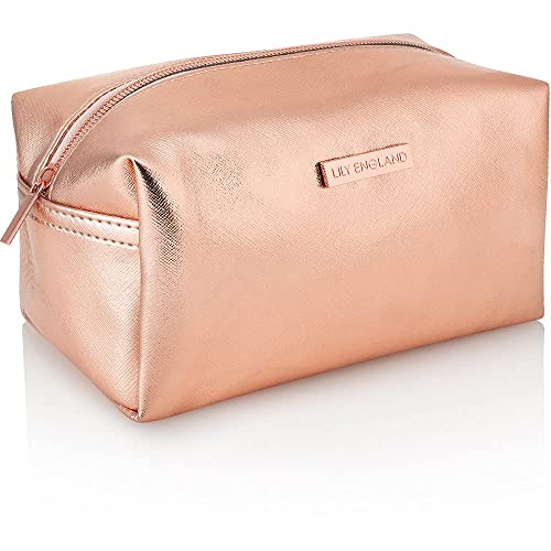 Neceser Mujer para Ordenar Bolso - Organizador de Maquillaje, Bolsa de Aseo o Estuche Escolar - Neceser de Viaje - Oro Rosa - Lily England