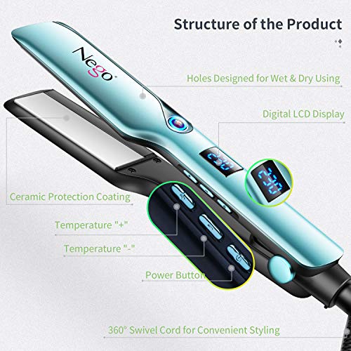 Nego Plancha de Pelo Profesional, Plancha y Rizador 2 en 1 Modelador Multifunción con Revestimiento de Cerámica Alisadora y Rizadora Adecuada Pantalla digital LEDajustable de 180 ℃ a 230 ℃