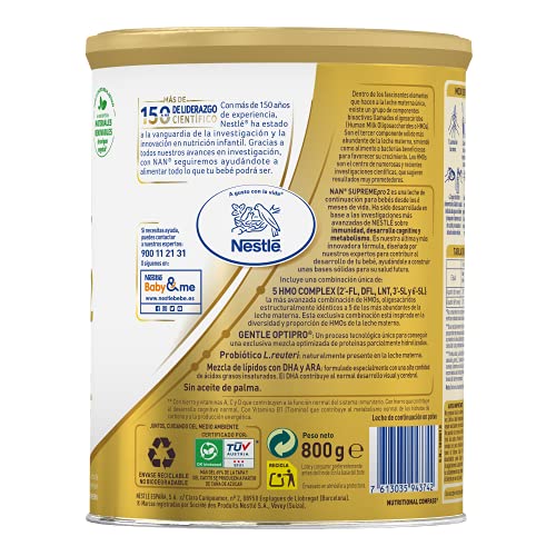 Nestlé Nan Supremepro 2 Leche de Continuación en Polvo, 3 x 800g