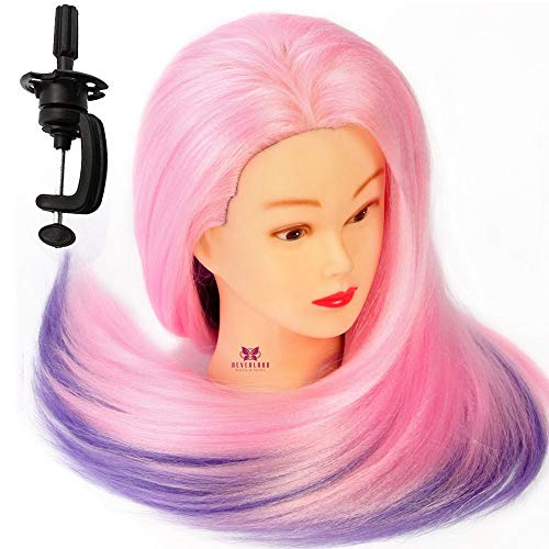 Neverland Beauty 60cm 100% Cabello sintético Cabeza Maniquí Peluqueria practicas Formación muñeca de la cosmetología (con soporte) & DIY Hair Styling Tools