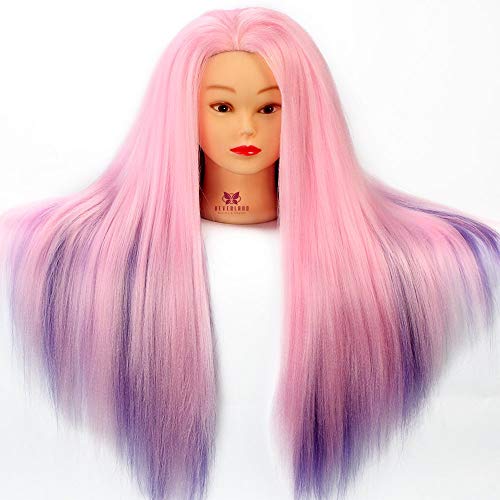 Neverland Beauty 60cm 100% Cabello sintético Cabeza Maniquí Peluqueria practicas Formación muñeca de la cosmetología (con soporte) & DIY Hair Styling Tools