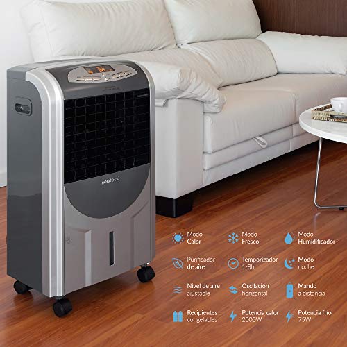 NEWTECK - Purificador de Aire para Hogar 4 en 1 con Aniones y Filtro Antipolen (hasta el 99.99% de Partículas). F. Frío, Calor, Humidifica y Purifica. Humidificador de Aire Portátil. Incluye Mando