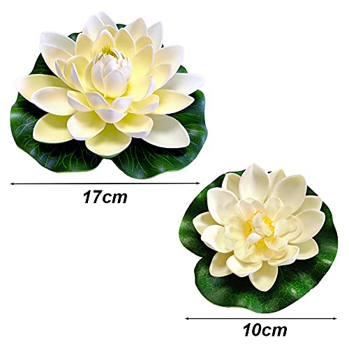 Niaciswe Nenufares Flotantes Artificiales 5 Piezas Nenufar Plantas de Estanque Flor de Loto Planta Artificial Lirio de Agua Artificiales Flotante para Estanque Piscinas Boda Acuarios Decoración Blanco