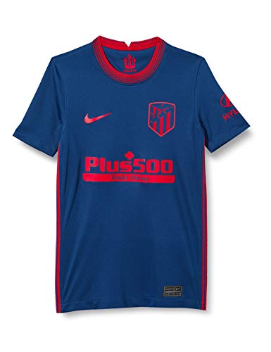 NIKE ATM Y NK BRT Stad JSY SS AW T-Shirt, Unisex niños, Coastal Blue/Sport Red Full Sponsor, L