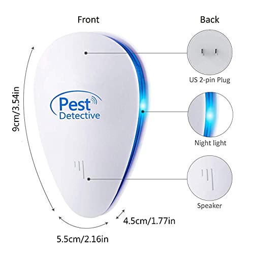 Nitoer Repelente Ultrasónico de Plagas,Electrónico Repelente Mosquitos Insectos para Interiores Anti Cucarachas, Moscas,Mosquitos,Ratones,Arañas,100% Inofensivo para Mascotas y Humanos (4 Paquetes)