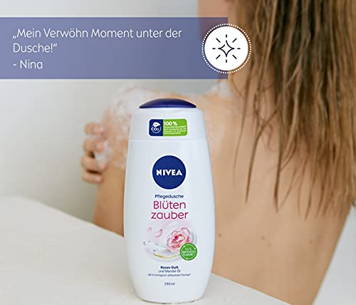 NIVEA Blütenzauber - Gel de ducha (250 ml), gel de ducha con suave espuma aterciopelada, rica en crema con aceite de almendra valioso