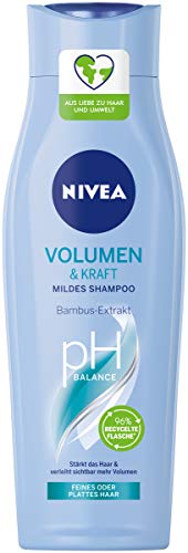 Nivea - Champú Volumen & Fuerza suave (250 ml), champú de cuidado capilar con extracto de bambú, champú para el cabello para más volumen visible