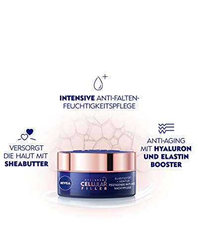 Nivea Crema de noche antiarrugas y antiarrugas, crema facial para piel elástica y reforzada, en un paquete de 1 unidad (1 bote de 50 ml)