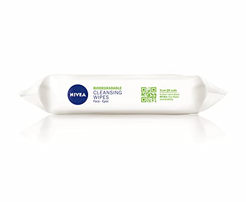 NIVEA Toallitas de limpieza biodegradables para piel normal (20 hojas), toallitas biodegradables hechas de 100% fibras vegetales, toallitas de maquillaje, removedor de maquillaje