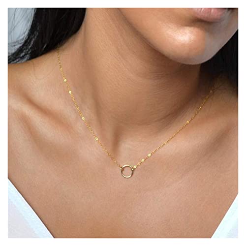 NNMB Collar Collar de Cadena de círculo de Monedas for Mujeres 2pc Multilayer Simple Gargantilla Colgante Collar niña Damas joyería Duradero y Hermoso