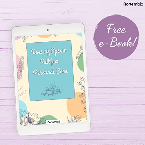 Nortembio Sal de Epsom 1,25 Kg. Fragancia Fresa y Rosas. Sal de Baño Hidratada con Vitamina C y E. Relajación de Músculos, Aromaterapia y Buen Sueño. E-Book Incluido.