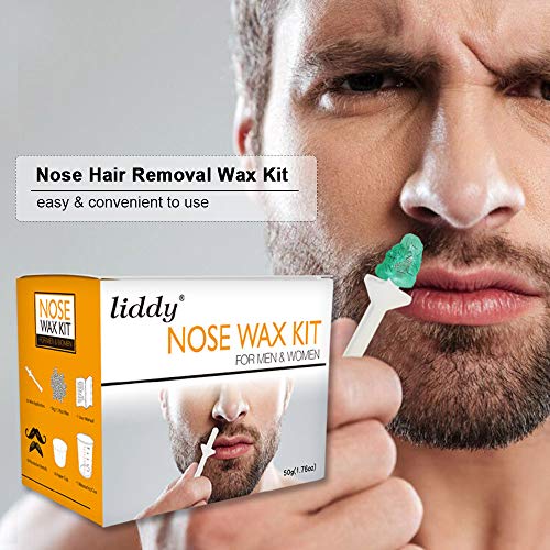 Nose Wax Kit,Nose Hair Removal Wax Kit Eliminación de vello en la nariz Kit de cera Aplicadores de cera Palitos Frijoles Pegatinas bigote Taza medidora Copas de papel